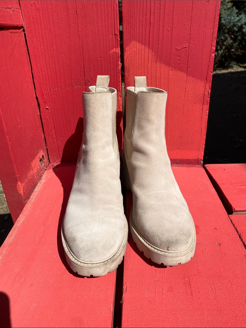 Dolce Vita Taupe Suede Chelsea Lug Ankle Boots - Picture 3 of 7